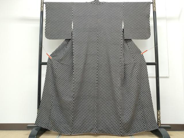 平和屋着物■上質な小紋 籬文 黒地 正絹 逸品 CABG8555th