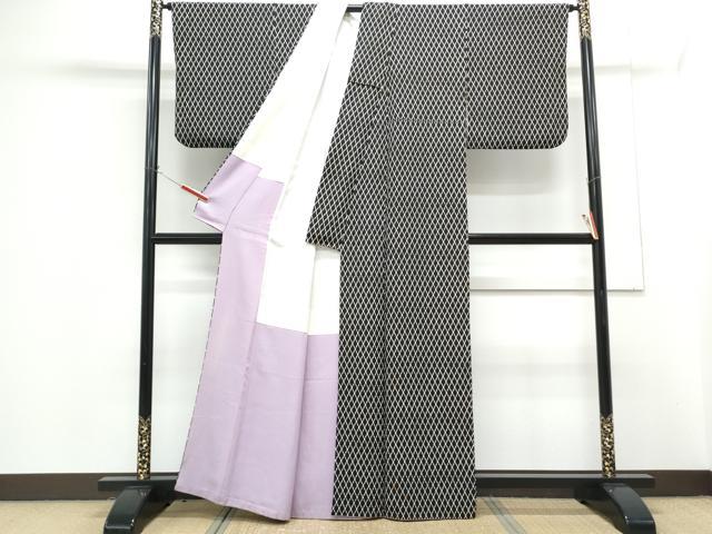 平和屋着物■上質な小紋 籬文 黒地 正絹 逸品 CABG8555th