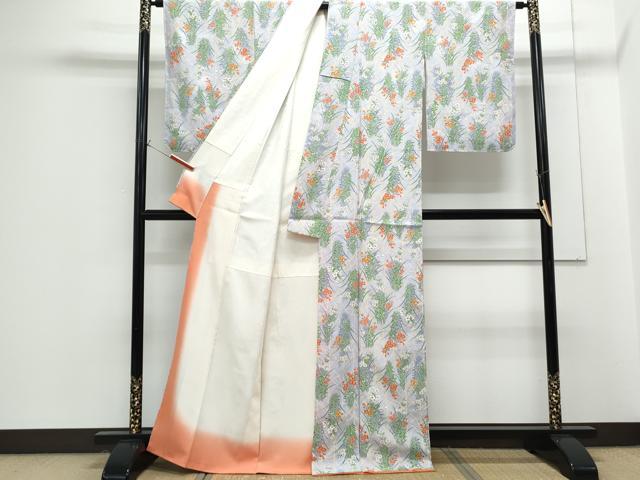 平和屋着物■上質な小紋　草花文　暈し染め　正絹　逸品　CABG8557th