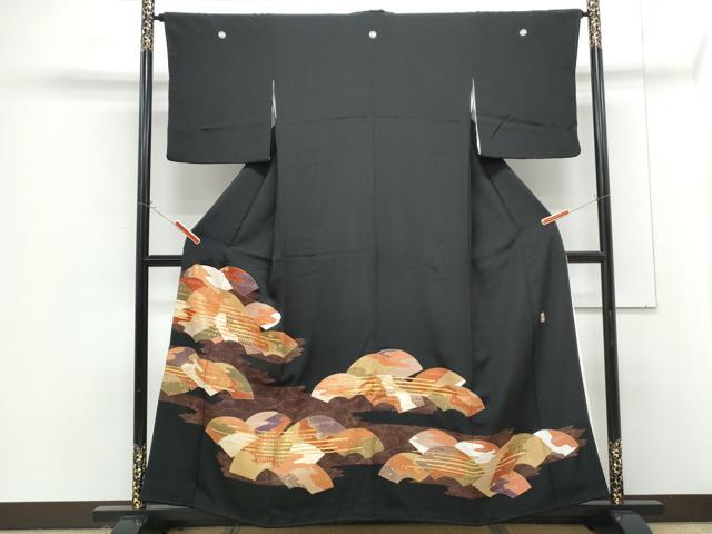 平和屋着物■豪華黒留袖 作家物 駒刺繍 吉祥地紙文 金銀彩 三越扱い 正絹 逸品 CABG8560th