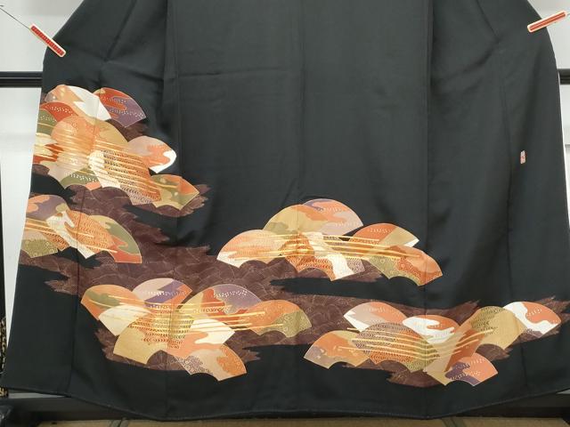 平和屋着物■豪華黒留袖 作家物 駒刺繍 吉祥地紙文 金銀彩 三越扱い 正絹 逸品 CABG8560th