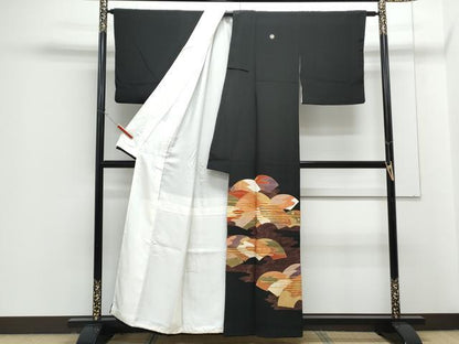 平和屋着物■豪華黒留袖 作家物 駒刺繍 吉祥地紙文 金銀彩 三越扱い 正絹 逸品 CABG8560th