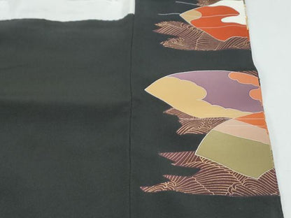 平和屋着物■豪華黒留袖 作家物 駒刺繍 吉祥地紙文 金銀彩 三越扱い 正絹 逸品 CABG8560th