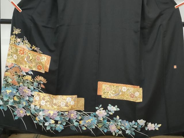 平和屋着物■豪華黒留袖 作家物 駒刺繍 鳳凰花文 金彩 正絹 逸品 CABG8563th