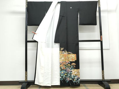 平和屋着物■豪華黒留袖 作家物 駒刺繍 鳳凰花文 金彩 正絹 逸品 CABG8563th