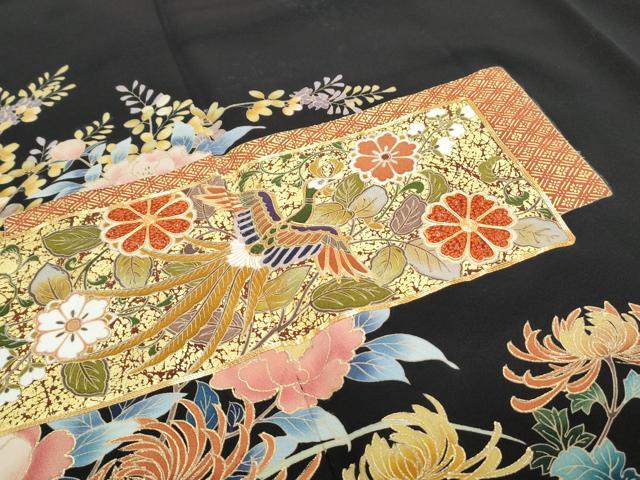 平和屋着物■豪華黒留袖 作家物 駒刺繍 鳳凰花文 金彩 正絹 逸品 CABG8563th
