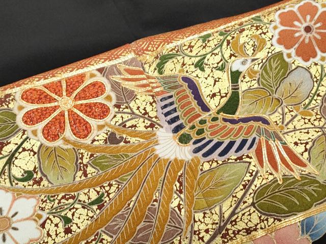 平和屋着物■豪華黒留袖 作家物 駒刺繍 鳳凰花文 金彩 正絹 逸品 CABG8563th