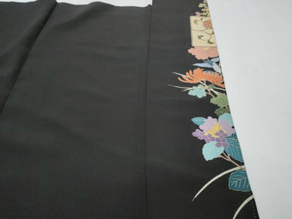 平和屋着物■豪華黒留袖 作家物 駒刺繍 鳳凰花文 金彩 正絹 逸品 CABG8563th