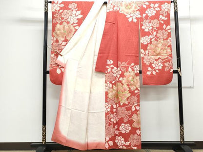 平和屋着物■豪華振袖　駒刺繍　草花文　正絹　逸品　CABG8564th