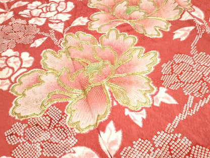 平和屋着物■豪華振袖　駒刺繍　草花文　正絹　逸品　CABG8564th