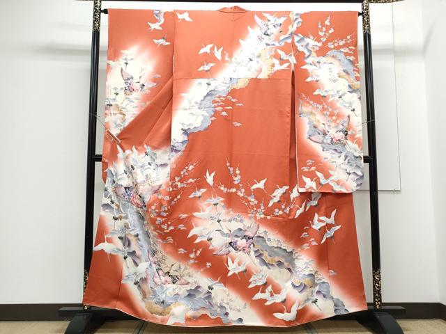 平和屋着物■豪華振袖 駒刺繍 飛鶴花文 暈し染め 金彩 正絹 逸品 CABG8565th