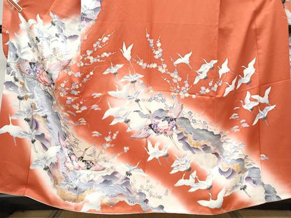 平和屋着物■豪華振袖 駒刺繍 飛鶴花文 暈し染め 金彩 正絹 逸品 CABG8565th