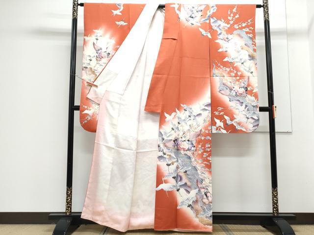 平和屋着物□豪華振袖 駒刺繍 飛鶴花文 暈し染め 金彩