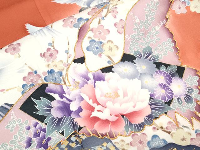 平和屋着物■豪華振袖 駒刺繍 飛鶴花文 暈し染め 金彩 正絹 逸品 CABG8565th