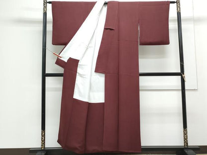 平和屋着物■上質な色無地 葡萄茶色 正絹 逸品 CABG8566th