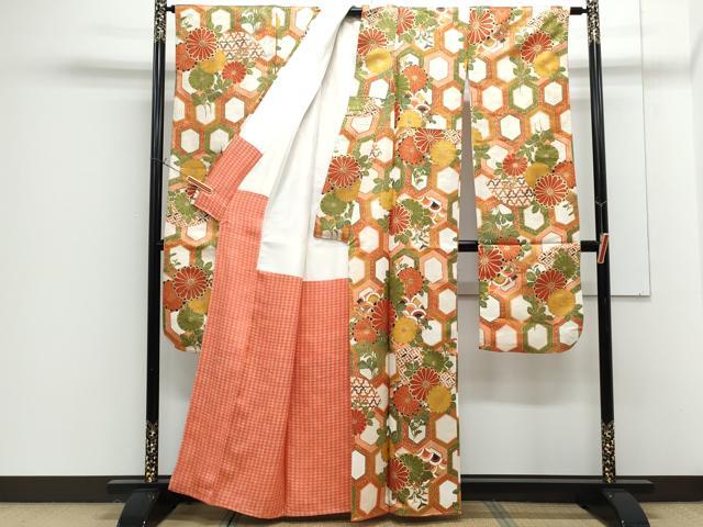平和屋着物■豪華振袖 亀甲花文 金通し地 正絹 逸品 CABG8570th