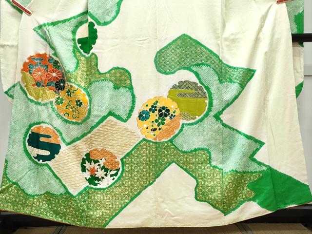 平和屋着物■豪華振袖 駒刺繍 絞り 雪輪花文 金彩 正絹 逸品 CABG8571th