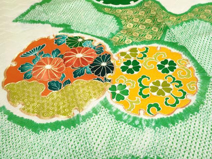 平和屋着物■豪華振袖 駒刺繍 絞り 雪輪花文 金彩 正絹 逸品 CABG8571th
