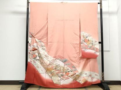 平和屋着物■豪華振袖　飛鶴風景花文　暈し染め　金銀彩　正絹　逸品　CABG8572th