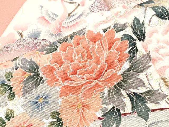 平和屋着物■豪華振袖　飛鶴風景花文　暈し染め　金銀彩　正絹　逸品　CABG8572th