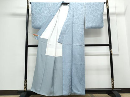 平和屋着物■上質な色無地　花唐草地紋　薄花色　正絹　逸品　CABG8574th