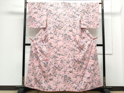 平和屋着物■上質な小紋 型染め 流水花文 正絹 逸品 CABG8575th