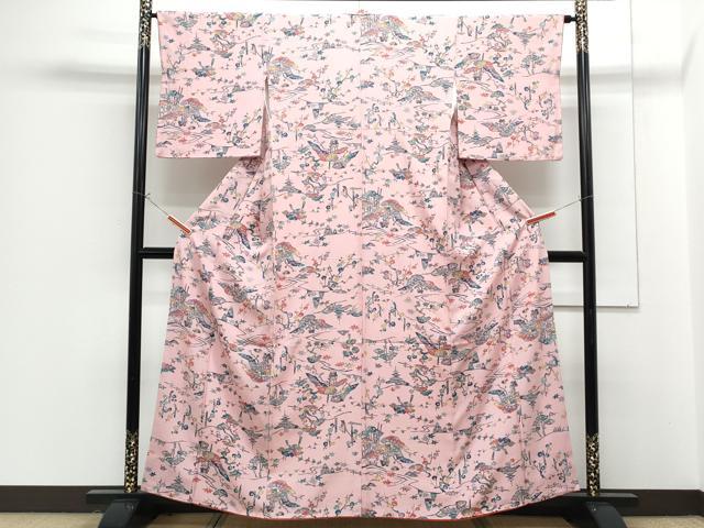 平和屋着物■上質な小紋 型染め 流水花文 正絹 逸品 CABG8575th
