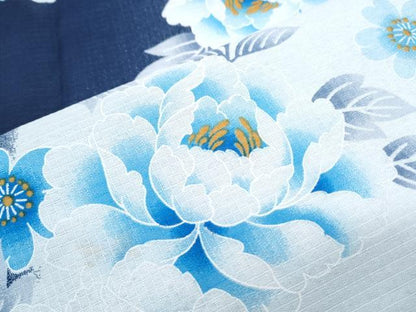 平和屋着物＊夏物　小紋　草花文　紅梅織　洗える着物　CABG8577th