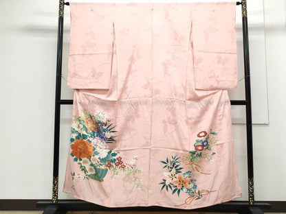 平和屋着物＊夏物　訪問着　舞蝶紋紗　花籠文　金彩　正絹　逸品　CABG8578th