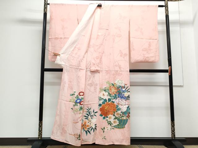 平和屋着物＊夏物　訪問着　舞蝶紋紗　花籠文　金彩　正絹　逸品　CABG8578th
