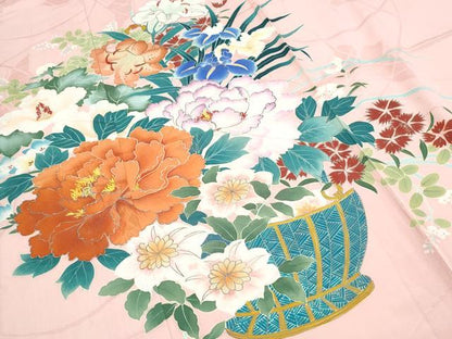 平和屋着物＊夏物　訪問着　舞蝶紋紗　花籠文　金彩　正絹　逸品　CABG8578th