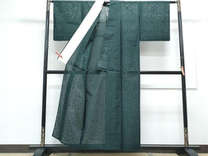 平和屋着物＊夏物　色無地　草花紋紗　百入茶色　正絹　逸品　CABG8581th