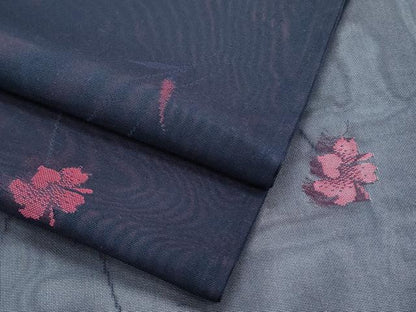 平和屋着物＊夏物　小紋　紗　草花文　正絹　逸品　CABG8582th