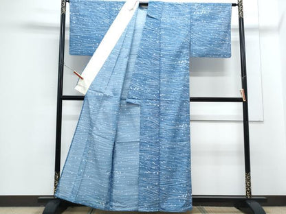 平和屋着物＊夏物　小紋　絽　立波文　洗える着物　CABG8583th