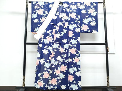 平和屋着物＊夏物　小紋　絽　紫陽花　正絹　逸品　CABG8585th