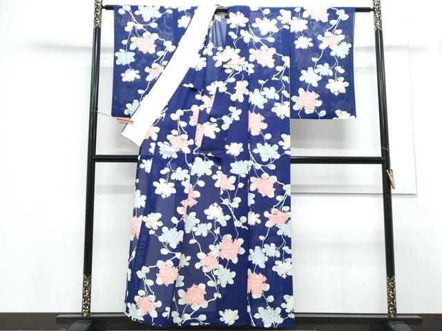 平和屋着物＊夏物　小紋　絽　紫陽花　正絹　逸品　CABG8585th