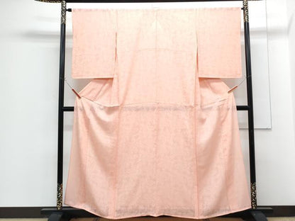 平和屋着物＊夏物　色無地　花紋紗　宍色　正絹　逸品　CABG8587th