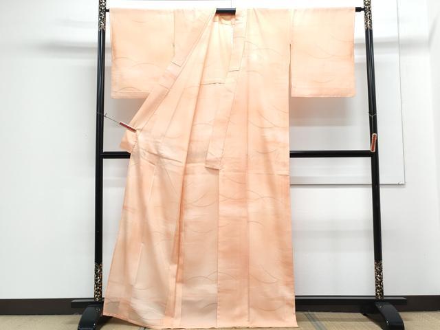 平和屋着物＊夏物　小紋　縦絽　芝草紋紗　暈し染め　正絹　逸品　CABG8592th