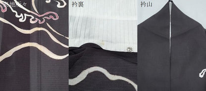 平和屋着物＊夏物　訪問着　絽　立波文　銀彩　正絹　逸品　CABG8593th