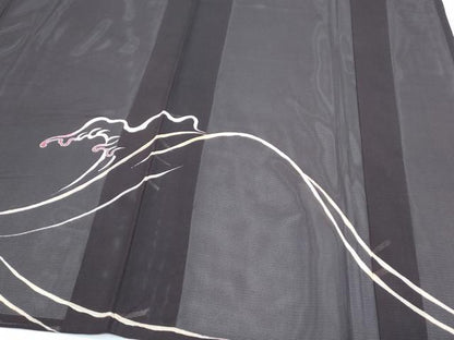 平和屋着物＊夏物　訪問着　絽　立波文　銀彩　正絹　逸品　CABG8593th