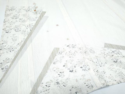 平和屋着物＊夏物　訪問着　紗　刺繍　色紙重ね花文　金糸　正絹　逸品　CABG8594th