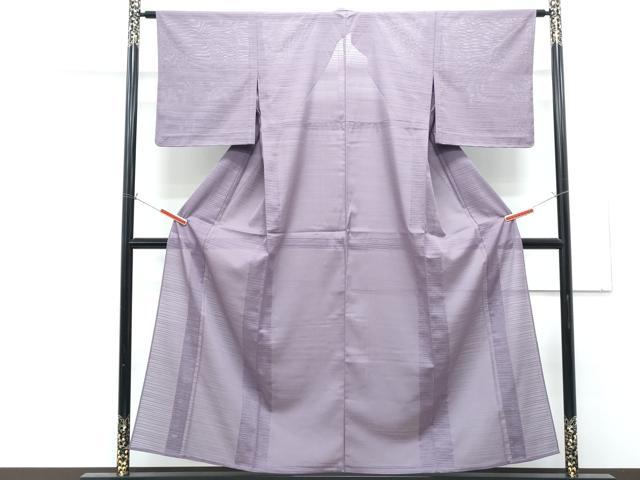 平和屋着物＊夏物　色無地　変わり絽　古代紫色　洗える着物　CABG8597th