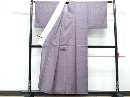 平和屋着物＊夏物　色無地　変わり絽　古代紫色　洗える着物　CABG8597th