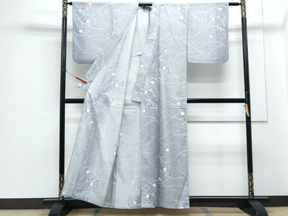 平和屋着物＊夏物　小紋　絽　草花文　洗える着物　CABG8598th