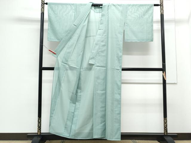平和屋着物＊夏物　色無地　絽　青竹色　洗える着物　CABG8600th