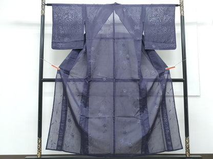 平和屋着物＊夏物　小紋　紗　草花文　正絹　逸品　CABG8601th