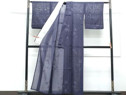 平和屋着物＊夏物　小紋　紗　草花文　正絹　逸品　CABG8601th