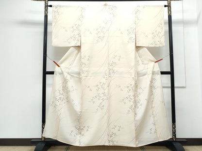 平和屋着物＊夏物　小紋　絽　草葉文　金彩　正絹　逸品　CABG8602th