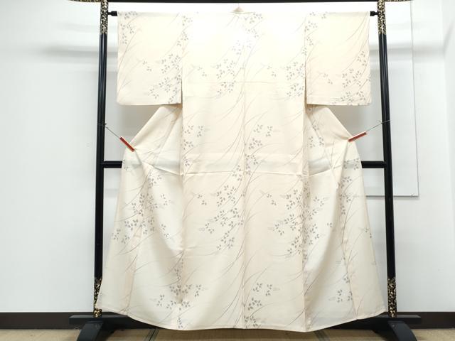 平和屋着物＊夏物　小紋　絽　草葉文　金彩　正絹　逸品　CABG8602th