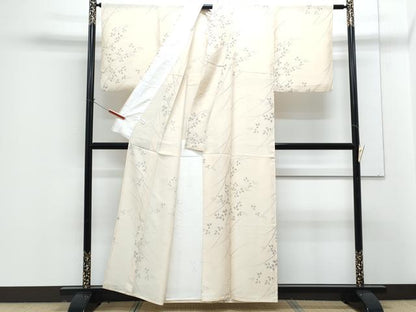 平和屋着物＊夏物　小紋　絽　草葉文　金彩　正絹　逸品　CABG8602th